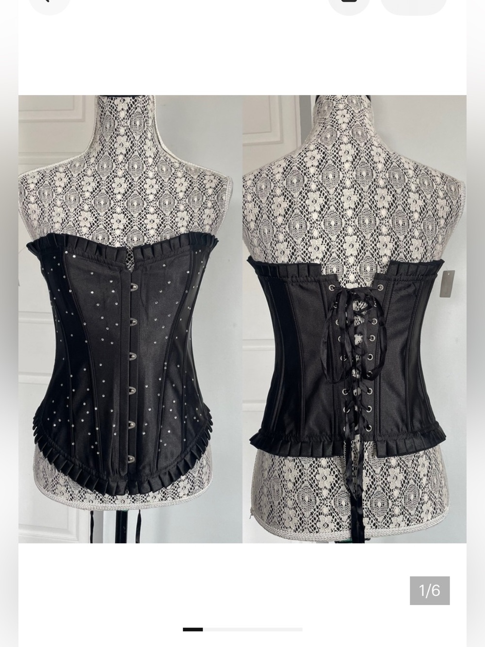 NWT L/XL Corset With Little Crystals Rhinestones. Boning For Support/Shape.